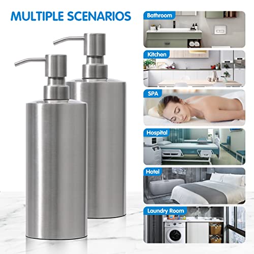 ARKTEK Large Stainless Steel Countertop Soap Dispenser - Rust and Leak Proof Liquid Hand Soap Pump Bottle for Kitchen, Bathroom and Countertop Hand Dish Lotion (20 Oz / 600 ml) - color: 666-sliver