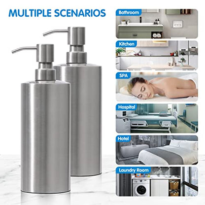 ARKTEK Large Stainless Steel Countertop Soap Dispenser - Rust and Leak Proof Liquid Hand Soap Pump Bottle for Kitchen, Bathroom and Countertop Hand Dish Lotion (20 Oz / 600 ml) - color: 666-sliver