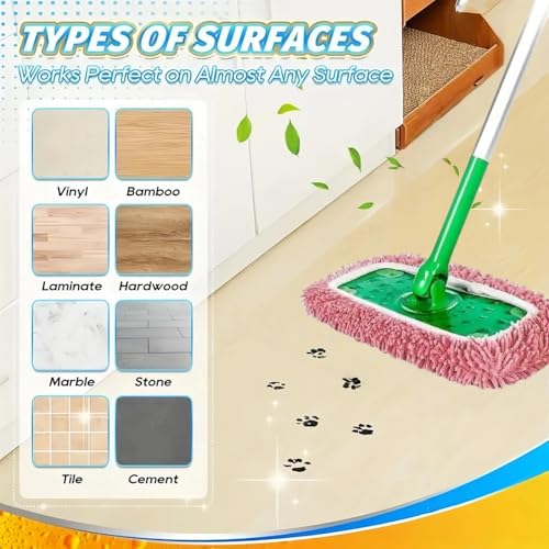 Reusable Microfiber Mop Pads, 3Pcs Replacement Compatible with Swiffer Sweeper Mop, Refills & Washable Dry Sweeping Cloths for Surface Hardwood Floor Cleaning(Pink) - color: Pink