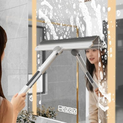 Carpet Rake for Pet Hair Removal | 2026 Model 2-in-1 Silicone Double-Sided Pole Extendable Pet Hair Remover, Floor Squeegee Broom for Marble Tiles Cement Glass Window Bathroom Decks Home