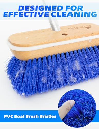 BLUEWING 8in Deck Brush Head with Soft/Medium/Hard Bristle Marine Scrubbing Washing Outdoor Boat Cleaning Tools - color: Blue, style: Hard