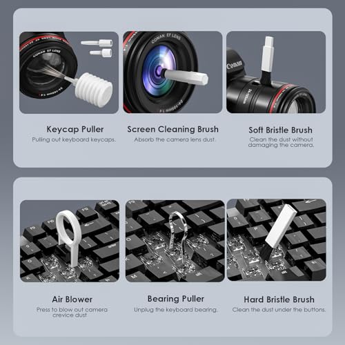 21-in-1 Cleaner Kit for Airpods, Leairot Cleaning Kit for Keyboard, Earbud, Laptop, iPhone Phone Charging Port & Screen, Camera Lens, Computer, Airpod Pro, Electronic Cleaner Kit with Mini Vacuum