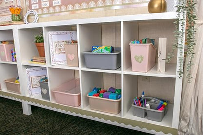 Teacher Created Resources Gray Portable Plastic Storage Caddy 6-Pack for Classrooms, Kids Room, and Office Organization, 3 Compartments