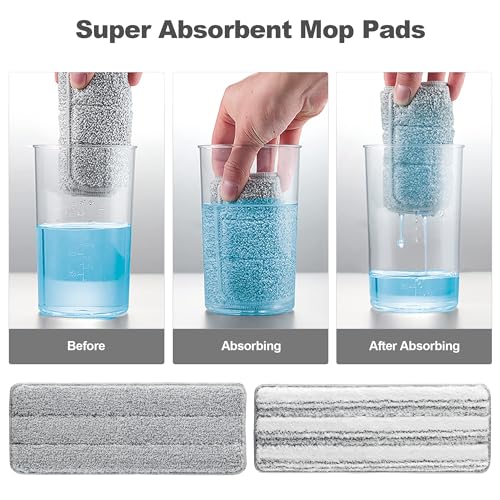 JOYMOOP Microfiber Mop Replacement Pads, 4-Pack 13" × 4.9", Dual Grey & Stripe Pads for Wet & Dry Cleaning, Compatible with Microfiber Flat Mop Heads, Machine Washable, Durable and Scratch-Free - color: 4 Pcs - 2 Grey + 2 Stripe, size: 13.0 × 4.9 Inch