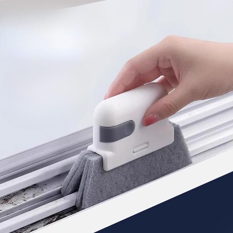 3 in 1 Window Groove Cleaning Brush Multifunction Sliding Door Track Slot Cleaner Household Kitchen Gap Decontamination Tool (Grey-1Pcs) - color: Grey-1pcs