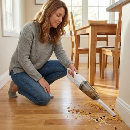 Stick Vacuum Cleaner 600W, Corded Bagless Upright Vacuum for Carpet, Hardwood, Tile Floors, Lightweight with Crevice Tool, Picks Up Pet Hair, Human Hair, Great for Home, Dorm, Small Spaces