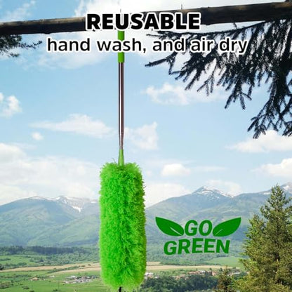 Ceiling Fan Cleaner Duster, Bafezoze Extendable Long Duster for High Ceilings, Telescoping Tall Extension Pole Green - size: Fan Duster Green 3PCs