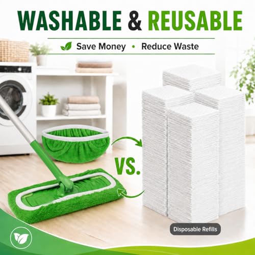 16 Pack Reusable Microfiber Mop Pads Compatible with Swiffer Sweeper, Washable Wet & Dry Mopping Pad Refills for Hardwood, Pet Hair, Laminate, Marble, Multi-Surface Floor Cleaning - size: 16PC–Family Value Pack