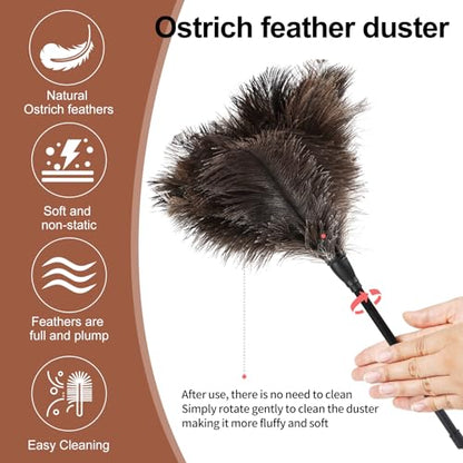 Ostrich Feather Duster-14.9 Inch Mini Natural Feathers Dusters with Plastic Handle Reusable Handheld for Cleaning Supplies Home Car Office(6pcs) - color: Natural-14.9in-styleb-6pcs