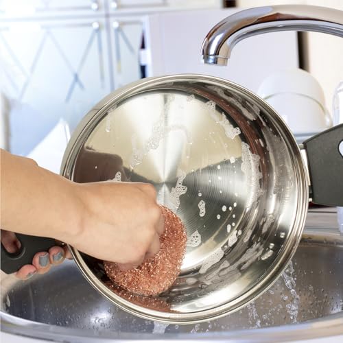 Pine-Sol Heavy-Duty Copper Coated Scrubbers - Premium Scrub Sponges for Cast Iron Pans, Stainless Steel Cookware, Oven Racks, and Grills, 4 Pack - size: 4 Pack, style: Copper
