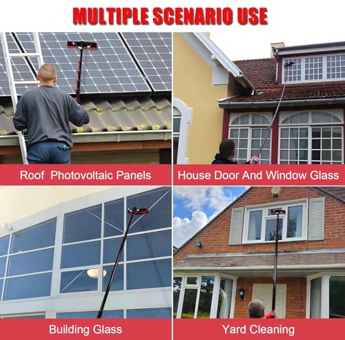 Ultra-Long Window Cleaning PoleAluminum Alloy Retractable Rod, Adjustable Water Fed Pole Cleaning Kit, Outdoor Window Cleaner Solar Panel Cleaning and Washing Tool, W/Water Fed Telescopic Br - color: 5.4m