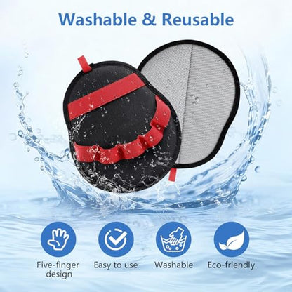 Pet Hair Removal Glove for Dogs & Cats, Reusable Washable Electrostatic Pet Hair Remover Glove, Pet Hair Mitt with Finger Straps for Couch, Carpet, Car Seats, Clothes, Furniture, Red - color: Red