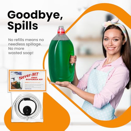 The Original Soap Dispenser Conversion Kit - Made in The USA - Kitchen Sink Extension Tube Kit - Never Fill The Little Bottle Again!