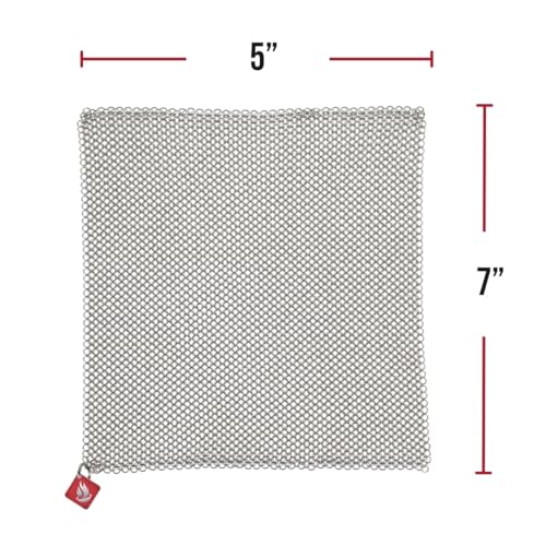 Knapp Made Chainmail Dishcloth 7”x5” - Replace Your Dirty Sponge - All Purpose Kitchenware, Pots & Pans Cleaner - Lasts a Lifetime