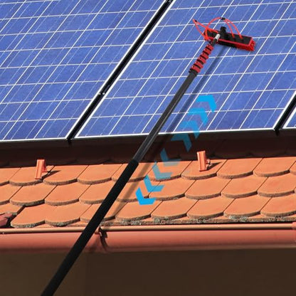 30ft Water Fed Pole Kit Solar Panel Cleaning Brush, Adjustable Window Cleaning Poles with 14in Water Fed Cleaning Brush, Solar Panel Cleaning Pole Outdoor Window Washing Equipment (30Ft, 14in Brush)
