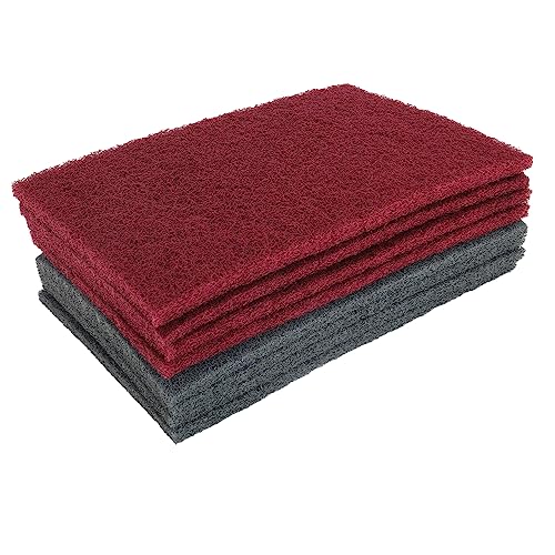 6"x9" Automotive Scuff Pad 8 Pack (7447&7448) - 4 Maroon(Fine) & 4 Gray(Ultra Fine), Wet/Dry Reusable Scuffing Pad for Paint Prep, Sanding - Auto Body, Woodworking & Handicrafts - color: Maroon+gray, size: 8 pcs (6" x 9")
