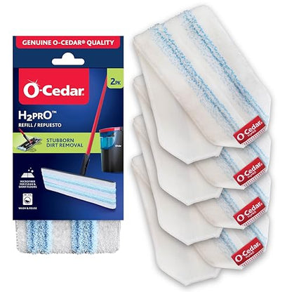 O-Cedar Genuine H2prO Mop Pad Replacement (4-Pack) | Microfiber Refill | Machine Washable | Compatible with O-Cedar H2prO Spin Mop System - size: 4 Count