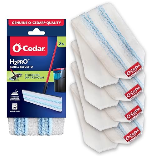 O-Cedar Genuine H2prO Mop Pad Replacement (4-Pack) | Microfiber Refill | Machine Washable | Compatible with O-Cedar H2prO Spin Mop System - size: 4 Count
