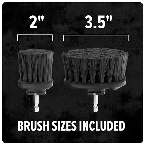 Dirt Devil Hard Bristle Cleaning Brush Set, 2 Piece, 2" and 3.5" Brushes Included, for Use on Brick, Grout, Cast Iron and More, Heavy Duty Cleaning, Scrubber Brush Drill Attachment for Cleaning - style: Hard Bristle Brush