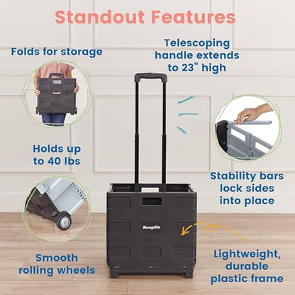 ECR4Kids Universal Rolling Cart with Canvas Organizer Bag, Mobile Storage, Red/Grey - color: Red/Grey