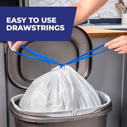 Hefty Ultra Strong 13 Gallon Trash Bags, Tall Kitchen Trash Bags 13 Gallon Size, Drawstring Closure, Continuous Odor Control, White, Clean Burst Scent, 110 Bags - size: 110 Count (Pack of 1), style: Clean Burst
