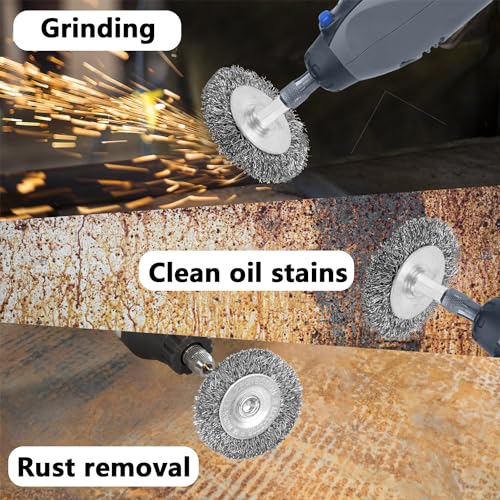 10PCS Wire Wheel Brush for Drill, High Carbon Steel Wire Brush with 1/4" Hex Shank, Skilled in Handling Metal & Nonmetal Surfaces - style: wheel brush