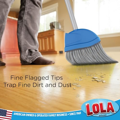 Angle Broom, 13" W Head, Large Style, Made w/Recycled Soda Bottle Bristles, & Aluminum, Includes Swivel Hang Cap for Storage -by LOLA, 1 Pack - size: Aluminum Handle, style: Large Angle Broom