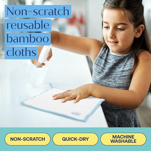 Fab Tab Viscose Made from Bamboo Cleaning Cloths Ultra Absorbent, Reusable Kitchen Cloths, Quick Drying, Non-Scratch, Includes Coconut Sponge, Multicolor, 7-Pack - size: Large