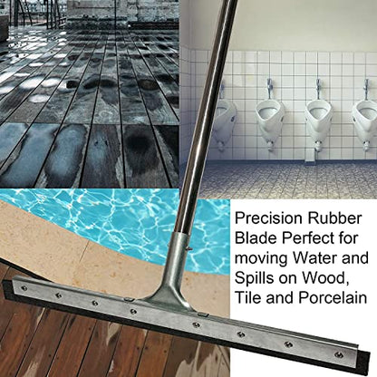 Floor Squeegee Scrubber 55inch Long Stainless Steel Handle with 22inch Wide Silicon Rubber Blade - Perfect Squeegee Broom for Floor Washing and Drying Shower Glass, Marble, Wood Surfaces