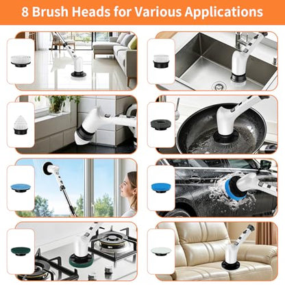 Electric Spin Scrubber for Cleaning Bathroom,Cordless Power Shower Scrubber - Electric Cleaning Brush for Tile Tub Bathtub Kitchen Wall Cleaning