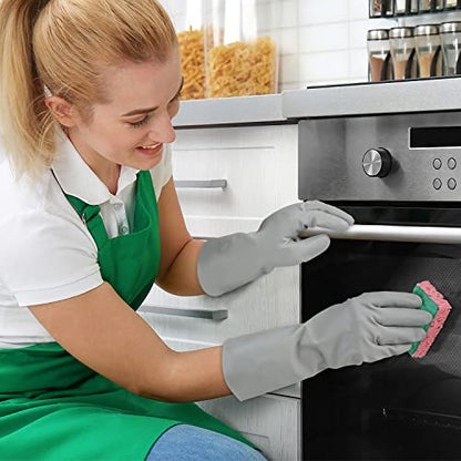 Cleanbear Reusable Dish Washing Rubber Glove Set of 3, Household Cleaning Gloves for Washing - color: Lilac, Grey, White, size: Medium