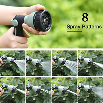 FANHAO Garden Hose Nozzle Heavy Duty, 100% Metal Water Hose Nozzle Sprayer with 8 Spray Patterns, High Pressure Sprayer Nozzle with Thumb Control, On Off Valve for Garden Watering, Car & Pet Washing - color: Light Green