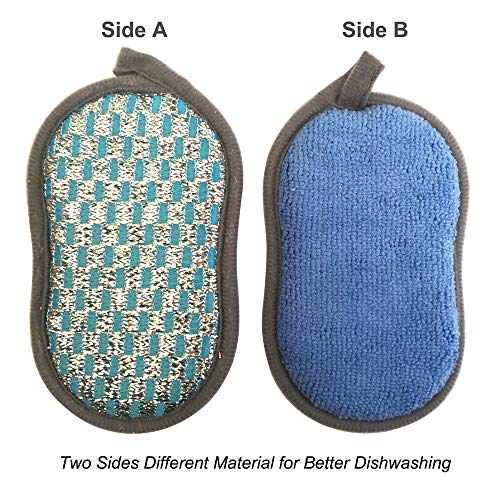 Multi-Purpose Scrub Sponges for Kitchen Scrub-it-Non-Scratch Double-Side Double-Effect Microfiber Sponge Along with Heavy Duty Scouring Power-Effortless Cleaning of Dishes Pots Pans Pack of 6 (Blue) - color: Blue