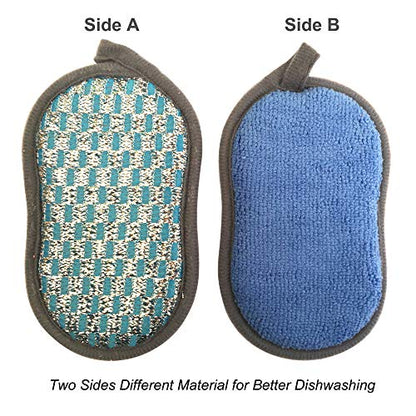 Multi-Purpose Scrub Sponges for Kitchen Scrub-it-Non-Scratch Double-Side Double-Effect Microfiber Sponge Along with Heavy Duty Scouring Power-Effortless Cleaning of Dishes Pots Pans Pack of 6 (Blue) - color: Blue