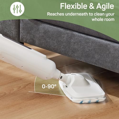 Steam Mop for Floor Cleaning, Lightweight Floor Steamer for Hardwood, Tile, Laminate, and Carpet, Includes 2 Washable Pads