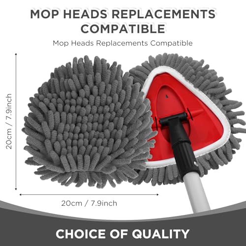 Baderke 3 Pack Chenille Mop Heads Replacements Compatible with 1 Tank System Chenille Duster Replacement Heads Microfiber Spin Mop Refill Pads Reusable Dust Refills for Floor Cleaning (Gray) - color: Gray