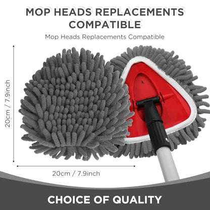 Baderke 3 Pack Chenille Mop Heads Replacements Compatible with 1 Tank System Chenille Duster Replacement Heads Microfiber Spin Mop Refill Pads Reusable Dust Refills for Floor Cleaning (Gray) - color: Gray