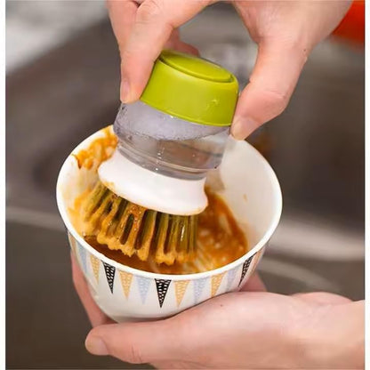 Soap Dispenser Palm Dish Brush with Storage Bracket – Drainage Base, Easy-to-Clean Kitchen Utensil Cleaner | Includes Extra Soft Bristle Brush (Green) - color: Green