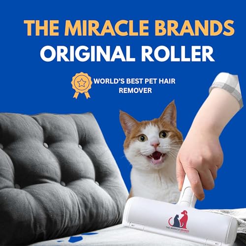Pet Hair Remover Roller – Reusable Lint Roller for Dog & Cat Hair with Self-Cleaning Base – White