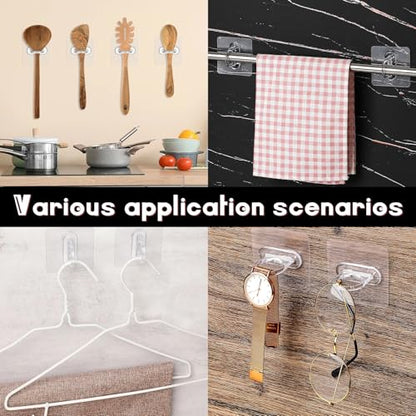 Bucherry 14 Pcs Spray Bottle Holder Spray Bottle Hanger Adhesive Clear Hooks Shower Curtain Rod Holder Wall Mount Utility Hooks Decorative Shower Curtain for Kitchen Home Bathroom Accessories