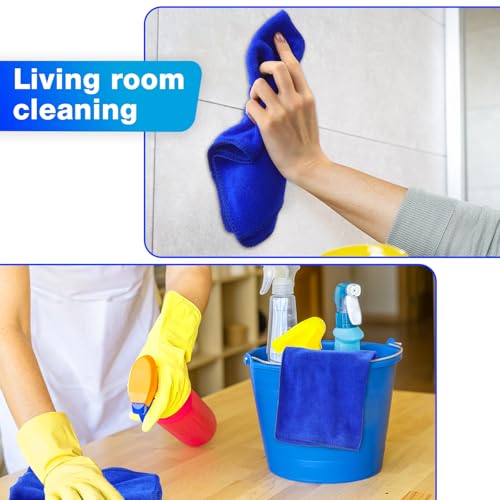 Nuenen Microfiber Cleaning Cloths for Cars 16 x 16 Inch Ultra Absorbent Car Towels Drying Reusable Cleaning Supplies House Kitchen Window Microfiber Towel(Blue,60 Count) - color: Blue