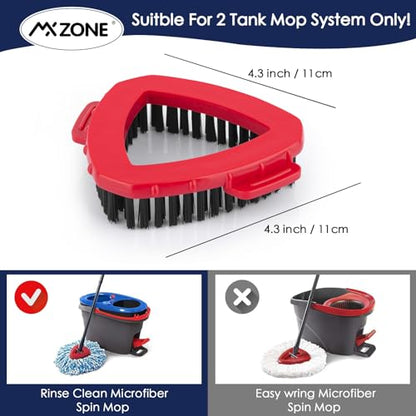 Scrubber and Mop Base Compatible with O Cedar RinseClean 2 Tank System, Spin Mop Scrub Brush Head Replacement, Hard Bristle Cleaning Brush, 1 Mop Base and 1 Scrub Brush, Not Fit EasyWring 1 Tank - size: 1pcs 2-Tank Scrubber+Base
