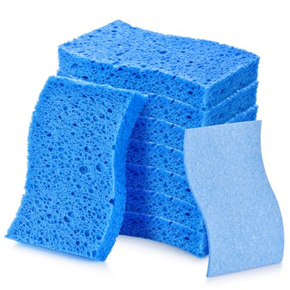 8PCS Blue Dish Washing Kitchen Sponge, Compressed Pack, Save Space | Non Scratch Scrub Sponge, Compressed to Save Space, Sponges for Cleaning Kitchen and Bathroom, Cleans Quickly and Well