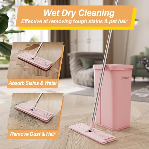 JOYMOOP 13" Microfiber Flat Mop Head Replacement for Floor Mop, Pink, 1 Pack - color: Pink