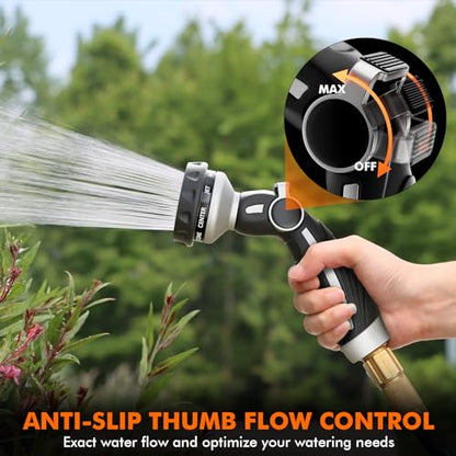 RESTMO Heavy Duty Hose Nozzle, Metal Garden Water Hose Sprayer, Thumb Control, On Off Valve, High Pressure Nozzle Sprayer for Watering Plants, Car and Pet Washing