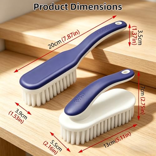 Cleaning Scrub Brushes Set, Ergonomic Long & Short Handle Cleaning Brushes, Non-Shedding Soft Moderate Hardness Bristles for Laundry Stains, Shoe Care, Fabric & Hard Surface Household Deep Cleaning