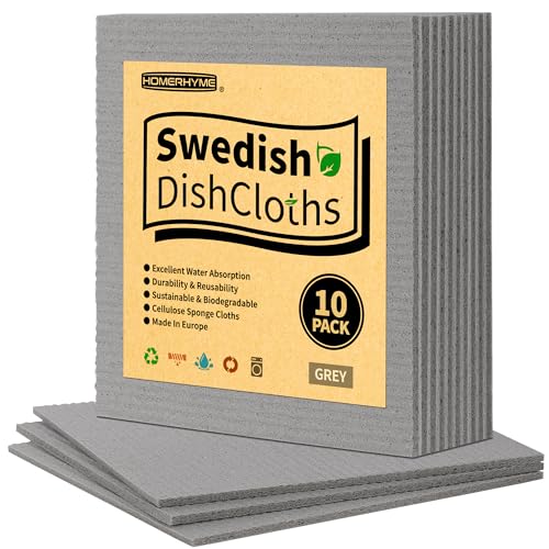 Swedish Dishcloths, 10 Pack Absorbent Dish Towels for Kitchen, Multipurpose Cellulose Sponge Cloths, Reusable Washable Towels for Home & Kitchen, Grey - color: Grey, size: 10 Pack