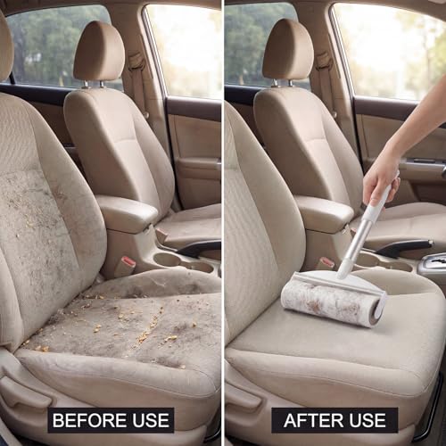 7.5 Inch Large Surface Lint Roller with 120 Sheets, Giant Extra Sticky Roller for Pet Hair, Dust Lint Remover for Clothes, Furniture, Household, Include 1 Handle 2 Rollers Dog Cat Hair Remover - size: 7.5 Inch Wide