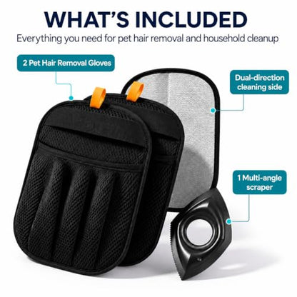 Magic Brush Pet Hair Removal & Mini Remover Tool – Newly Upgraded Reusable Electrostatic Pet Hair Remover Glove for Clothing, Couch, Bed, Carpet & Car Seat (2pcs-Black) - color: 2pcs-black