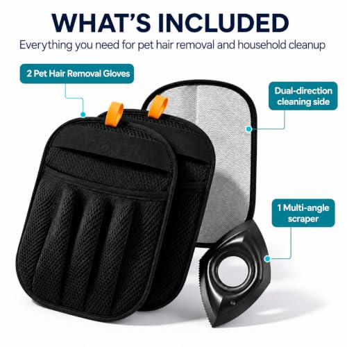 2 Pack Magic Brush Pet Hair Removal & Mini Remover Tool – Newly Upgraded Reusable Electrostatic Pet Hair Remover Glove for Clothing, Couch, Bed, Carpet & Car Seat (2pcs-Black) - color: 2pcs-black